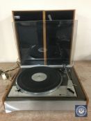 A Leak Lenco turntable together with a pair of teak cased Celestion Ditton 15 speakers