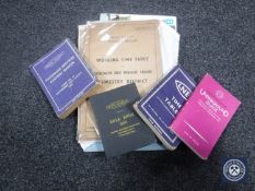 A basket of railway literature and ephemera including a Basset Lowke railways book,