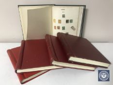 Five Simplex stamps albums containing late 19th century stamps of the world - USA,
