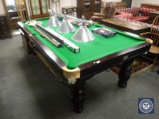 A Custom Snooker of England 8' 6'' slate bed snooker table, together with a scoreboard,