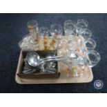 A tray of assorted glass ware,