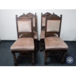 A set of six early 20th century oak barley twist dining chairs