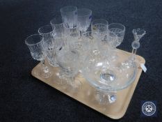 A tray of Royal Doulton crystal wine glasses, other twentieth century crystal,