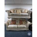 A pair of Medallion two seater settees with scatter cushions