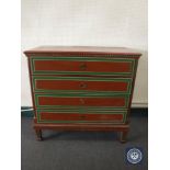 A late 19th century painted four drawer chest