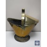 A Victorian brass coal bucket