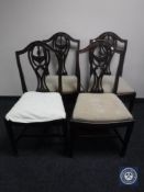 Four antique mahogany Hepplewhite style dining chairs