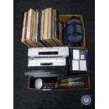 Two boxes of camcorder with tapes, VCR players,