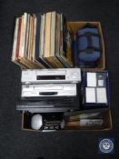 Two boxes of camcorder with tapes, VCR players,