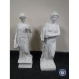 Two resin figures of maidens