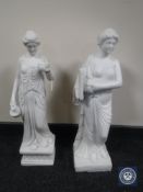 Two resin figures of maidens