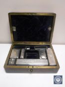 An early Victorian gentleman's coromandel travelling case with brass plaque inscribed Mordan & Co,