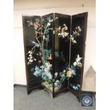 A Japanese lacquered four way folding screen,