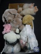 Four boxes of children's soft toys