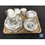 A tray of thirty-nine pieces of Indian Tree pattern china