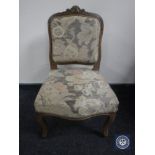 A walnut tapestry upholstered bedroom chair