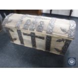 A 19th century oak metal bound shipping trunk