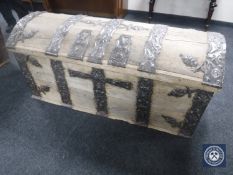 A 19th century oak metal bound shipping trunk