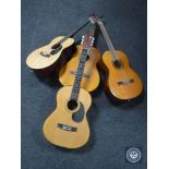Four twentieth century acoustic guitars