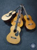 Four twentieth century acoustic guitars