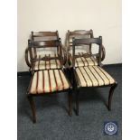 A pair of Regency style armchairs and a pair of dining chairs