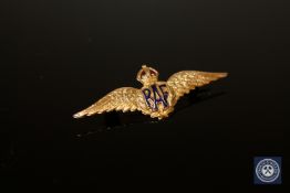 A 9ct gold and enamel RAF sweetheart brooch