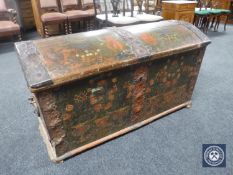 A 19th century hand painted metal bound shipping trunk