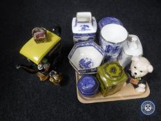 A tray of assorted Ringtons china, vases bowls and caddies together with a Ringtons delivery van,