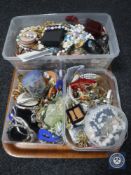 A tray containing a large quantity of costume jewellery
