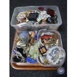 A tray containing a large quantity of costume jewellery