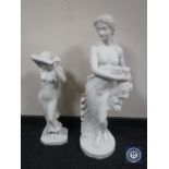 Two resin figures of maidens