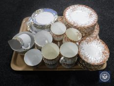 A tray of part Victorian tea service,