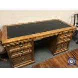 A good quality pine pedestal desk,
