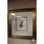 Mandy Shepherd : Portrait of a hare, watercolour, signed, 20 cm x 23 cm, framed,