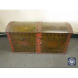 A 19th century hand painted metal bound shipping trunk