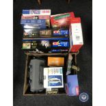 Two boxes of assorted electricals, video camera,