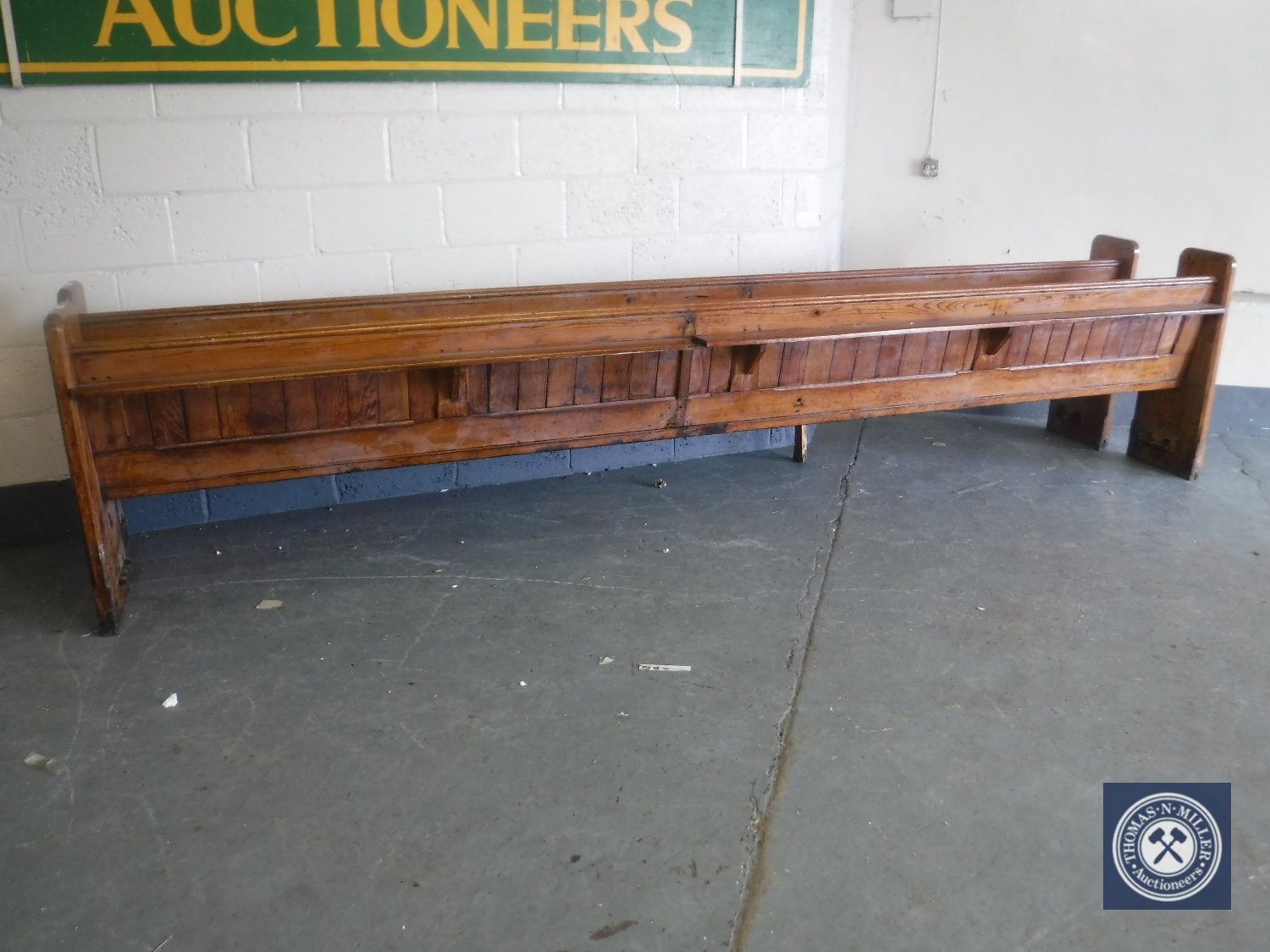 A pitch pine church pew,