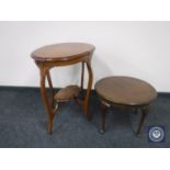 An early 20th century oval table and a coffee table