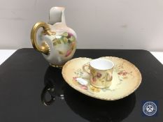 A Royal Worcester miniature blush ivory loving cup, height 4cm,