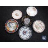 A good collection of antique and later plates to include Delft blue and white, hand painted Spode,