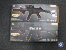 Two boxed Regimental Police water pellet SMG9