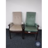 Two Parker Knoll 20th century high backed armchairs