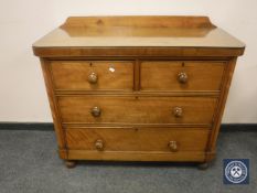 A Victorian satinwood chest of four drawers, width 105 cm.