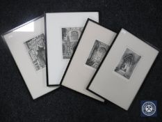 Four framed Anne Noble black and white etchings,