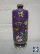 An early Cetem ware vase with flowers on purple ground, pattern 398,