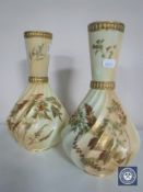 A pair of Royal Worcester blush ivory twist vases,