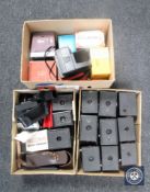 Three boxes of cameras and accessories - Polaroid,