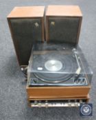 A Garrard transcription model AP76 turntable together with an Arena tuner and a pair of teak cased