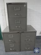 Three Roneo Vickers two-drawer metal filing cabinets