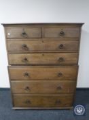 A Victorian oak chest on chest